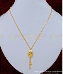 SCHN384 - One Gram Gold Daily Wear Simple Gold Design Pendant Chain for Girls 