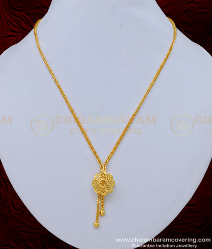 SCHN385 - Trendy Simple Flower Design Dollar Chain One Gram Gold Jewellery 