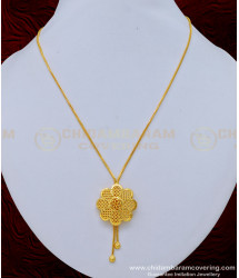 SCHN386 - Elegant Flower Pendant Dollar Chain Model Gold Design for Ladies 