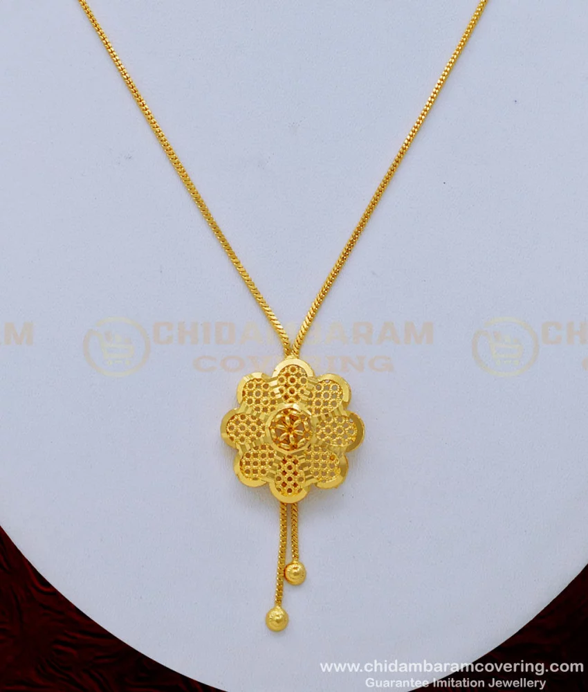 Buy Elegant Flower Pendant Dollar Chain Model Gold Design for Ladies