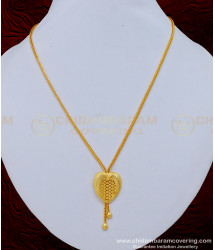 SCHN387 - New Model Gold Plated Plain Pendant Thin Chain for Daily Use 