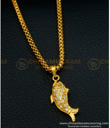 SCHN395 - 1 Gram Gold Jewellery Daily Use Short Chain with Fish Pendant Buy Online 