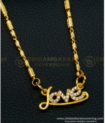 SCHN396 - One Gram Gold Plated Gold Chain with Love Pendant for Girls 