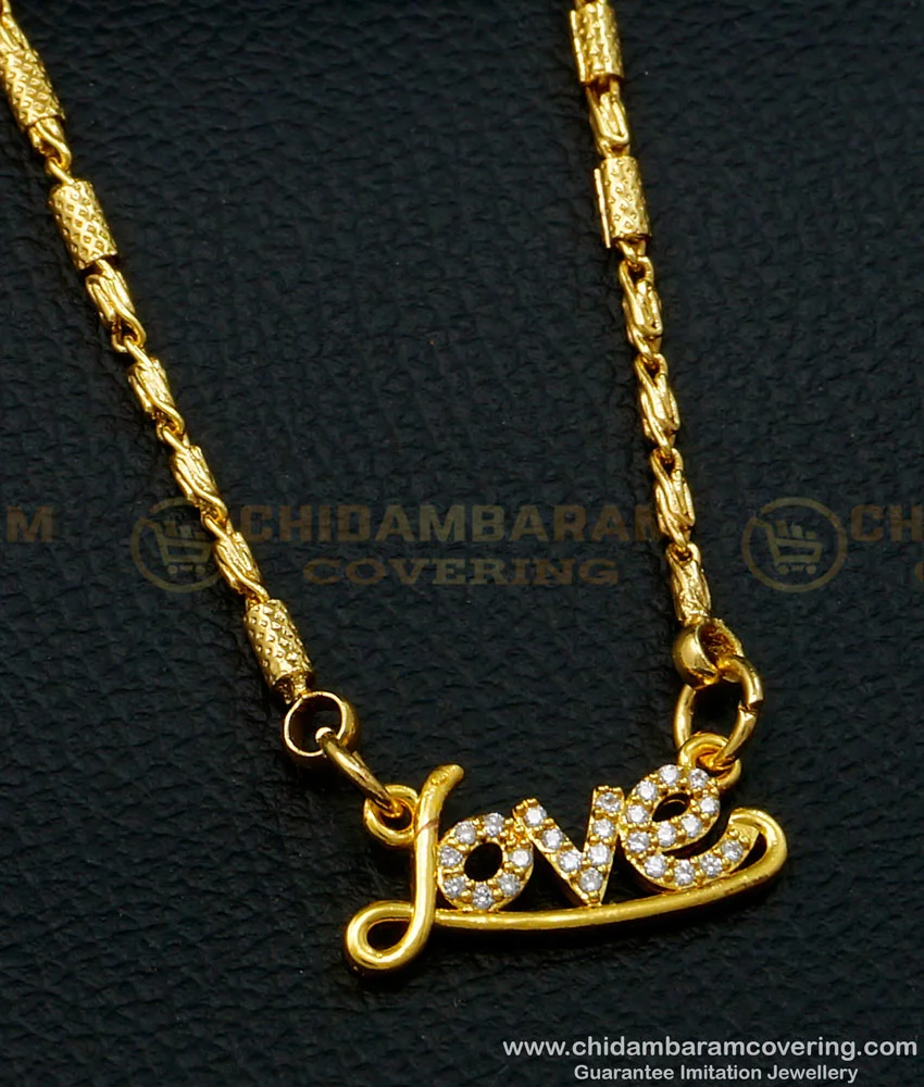 Buy One Gram Gold Plated Gold Chain With Love Pendant For Girls