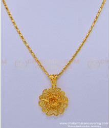 SCHN408 - Attractive Gold Pendant Design Flower Pendant with Chain for Female 