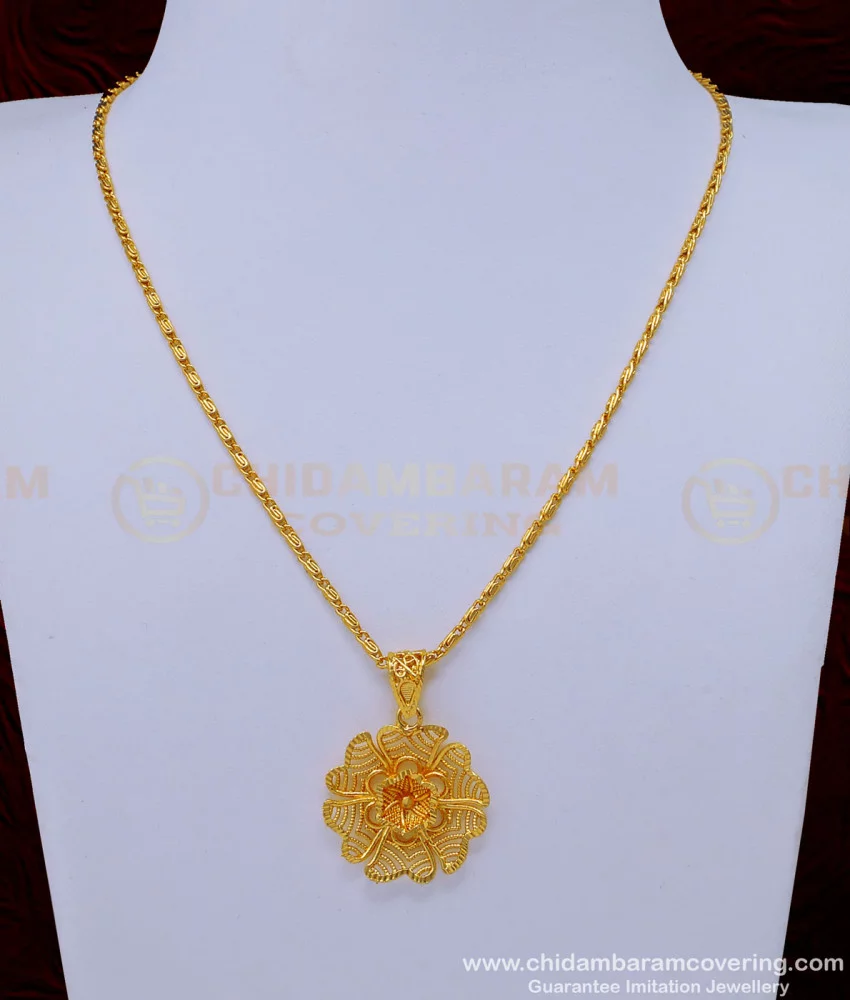 Buy Attractive Gold Pendant Design Flower Pendant with Chain for ...