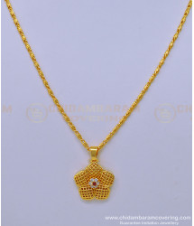SCHN412 - Latest Gold Model Stone Pendant Design with Short Neck Chain for Girls 