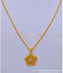 SCHN413 - Chidambaram Covering Gold Chain Design with White Stone Pendant for Ladies