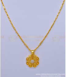 SCHN415 - Pure Gold Plated Stylish Diamond Stone Pendant Chain For Teenage Girl