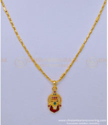 SCHN417 - Latest Daily Wear Short Chain with Ruby Stone Venkadtachalapathy Pendant Buy Online