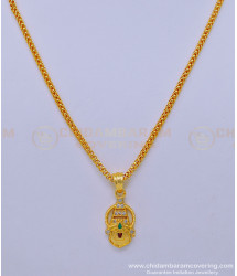 SCHN419 - One Gram Gold Short Chain with White Stone Tirupati Balaji Gold Pendant Online