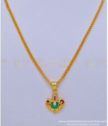 SCHN421 - Pure Gold Plated Venkateswara Swamy Gold Lockets Models With Short Chain Designs 