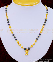 SCHN430 - Trendy Gold Plated Black Crystal Beads Chain for Women