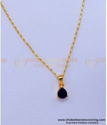 SCHN452 - 1 Gram Gold Plated Chain with Single Stone Pendant