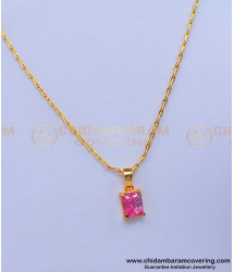 SCHN456 - Beautiful Baby Pink Stone Pendant with Small Chain Online 