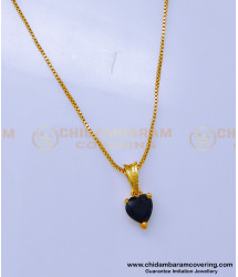 SCHN479 - Unique Black Stone Heart Model Daily Use Pendant Chain