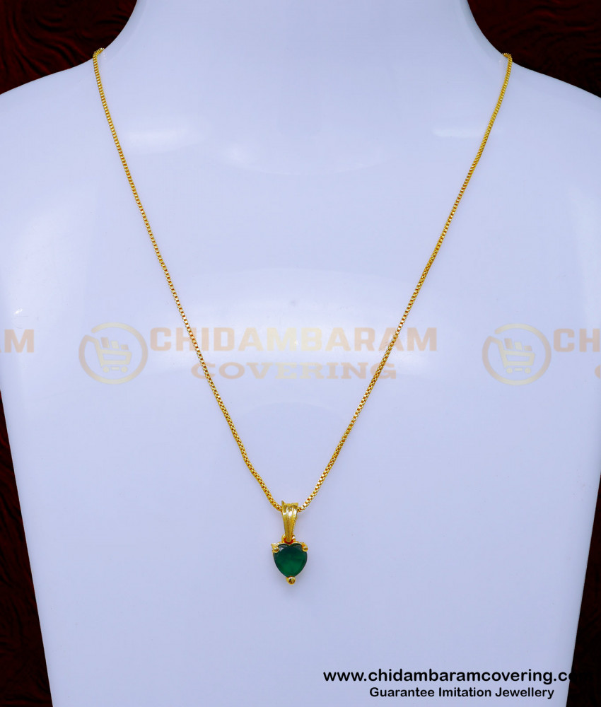 gold plated chain with guarantee, gold plated pendant chain, single stone pendant, black stone pendant, emerald pendant, small chain with pendant