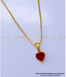 SCHN481 - Thin Gold Chain Models with Single Stone Ruby Pendant