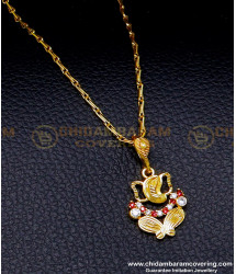 SCHN493 - 1 Gram Gold Covering Chain Ganesha Pendant Designs