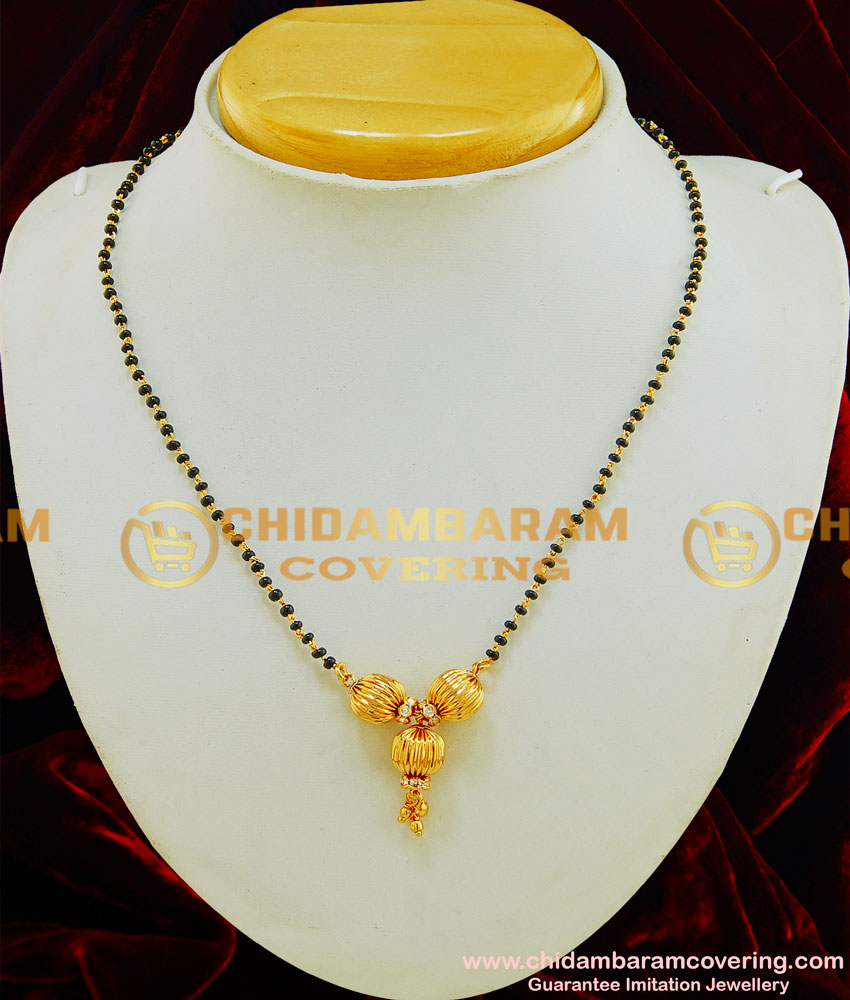 SHN039 - One Gram Gold Black Beads Traditional North Indian Mangalyam Design