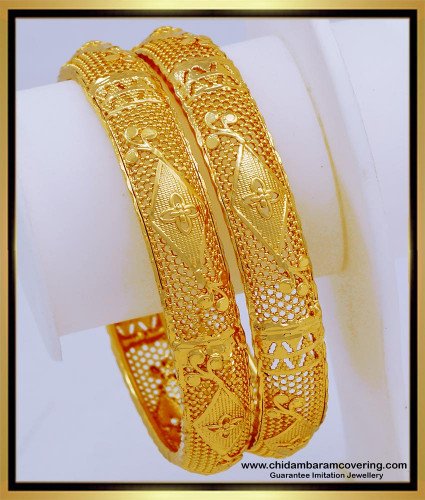 BNG645 - 2.6 Size Original 1 Gram Gold Bangles Design Online