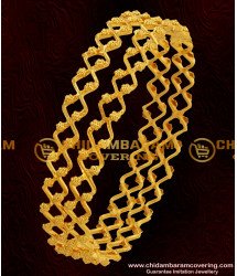 BNG043 - 2.6 Size Beautiful Gold Inspired Zig Zag One Line Bangle Design Online Shopping