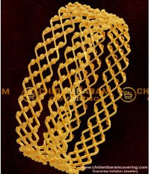 BNG044 - 2.6 Size Beautiful Gold Inspired Zig Zag Two Line Bangle Design Online Shopping
