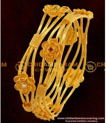 BNG050 - 2.8 Size Latest Collection Bridal Wear Flower Design Multi Stone Imitation Bangles Online