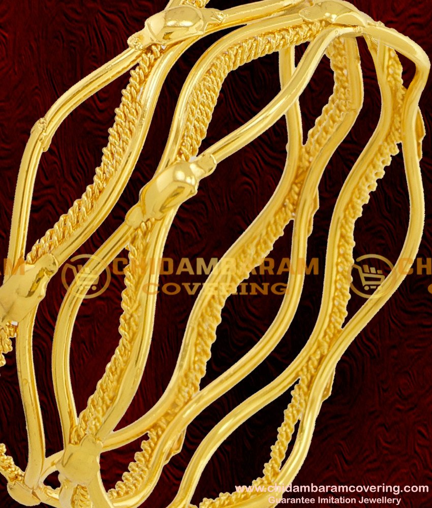 BNG068 - 2.6 Size Curvy Design Fancy Bangle Daily Wear Gold Plated Bangles Collection Online