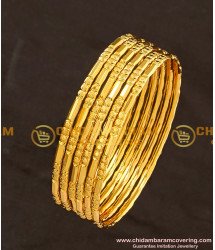 BNG111 - 2.8 Size Bridal Wear One Gram Gold Glass Cutting Design Bangles Online