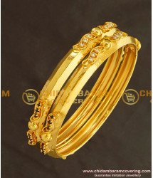 BNG127 - 2.8 Size Gold Look Stone Super Strong Gold Plated Bangles for Women 
