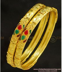 BNG229 - 2.4 Size New One Gram Forming Gold Stone Bangles Design Indian Wedding Bangles Set Online