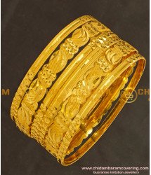 BNG129 - 2.4 Size New Pattern Gold Look 6 Pieces Non Guarantee Bangles Set for Saree