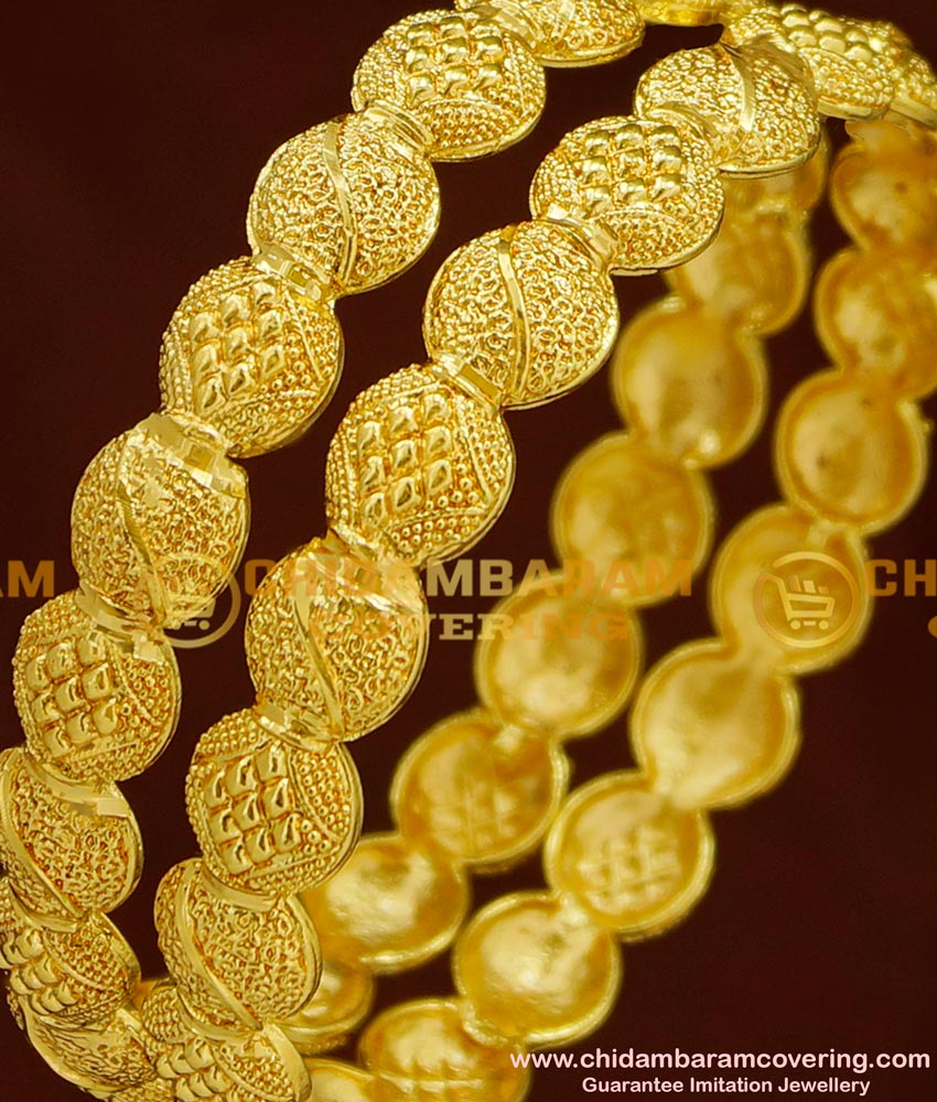 BNG155 - 2.4 Size Stunning Gold Light Weight Bangle Design New Party Wear Collections Online 