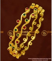 BNG157 - 2.8 Size Beautiful New Model Ruby Emerald Thin Curvy Bangles for Girls
