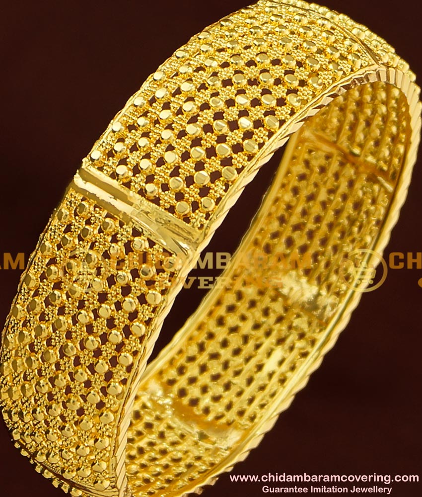 BNG175 - 2.4 Size Gold Look Designer Single Broad Bangle Design for Ladies 