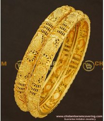 BNG183 - 2.10 Size Latest Gold Design Bridal Wear Bangles One Gram Gold Bangles Collection Online