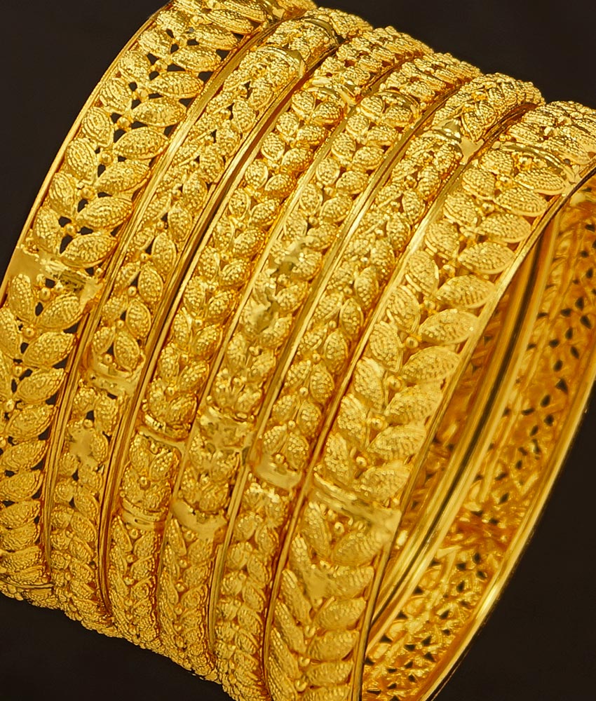 BNG188 - 2.8 Size Latest 6 Piece Bangles Set Bridal Wear Dye Gold Bangles for Wedding 