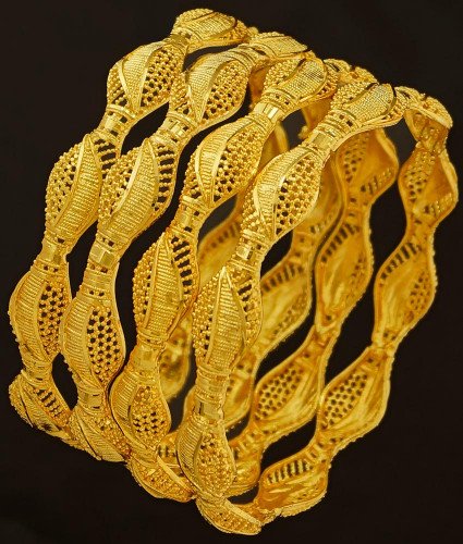 BNG190 - 2.8 Size 4 Pieces Light Weight Gold Bangles Designs Non Guarantee Bangle Low Price Buy Online