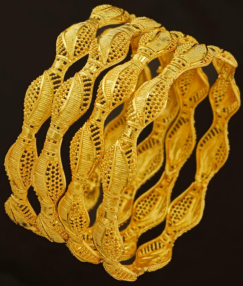 BNG190 - 2.4 Size 4 Pieces Light Weight Gold Bangles Designs Non Guarantee Bangle Low Price Buy Online