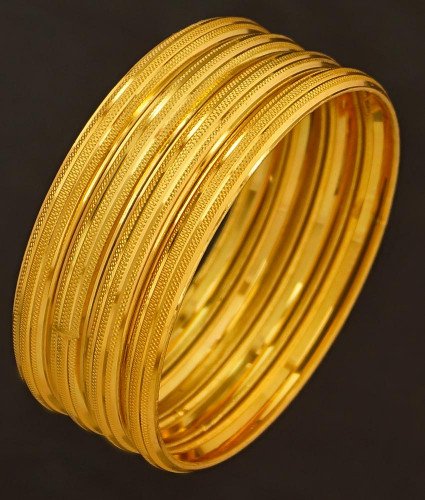 BNG194 - 2.6 Size Casual Daily Wear Gold Bangle Designs Dye Gold Set Of 4 Pieces Bangle for Ladies 