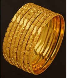 BNG195 - 2.8 Size 8 Pieces Thin Bangles Set Dye Gold Plating Bangles Designs Low Price Buy Online