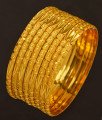 BNG197 - 2.4 Size Traditional Plain Gold Color Bangle Set Of 8 Pieces Bangles for Wedding