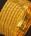 BNG197 - 2.4 Size Traditional Plain Gold Color Bangle Set Of 8 Pieces Bangles for Wedding