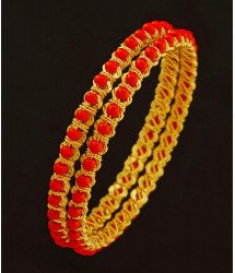 Bng202 - 2.6 Size Coral Gold Bangles Design One Gram Gold Pavalam Valayal Designs Online 