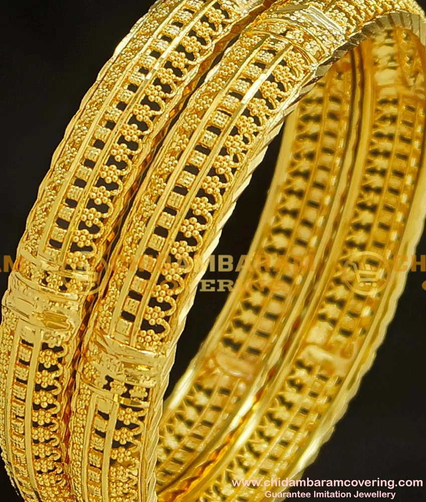 Buy 2.8 Size Latest Beautiful Gold Bangles Design Gold Plated Valayal ...