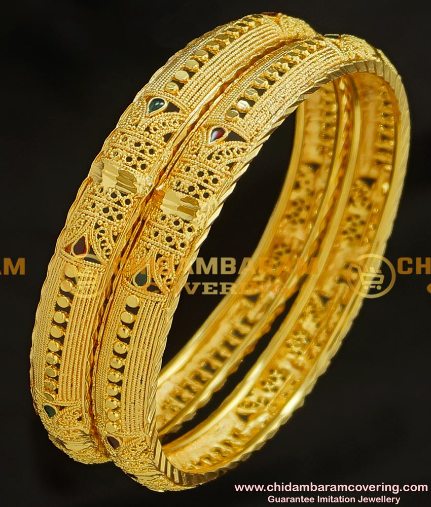 BNG216 - 2.6 Size Wedding Bangle Gold Design Enamel Coating Bangles Imitation Jewelry 