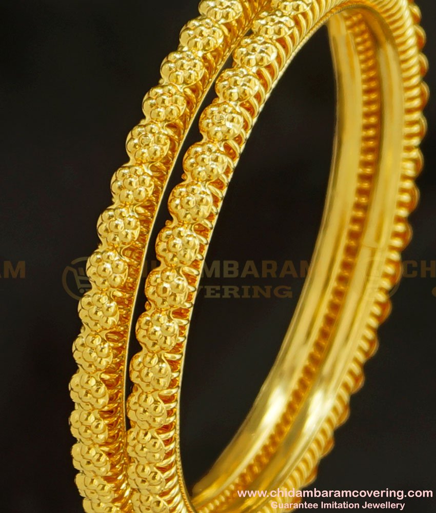 BNG218 - 2.6 Casual Daily Wear Flower Design Gold Plated Bangles Imitation Jewellery 