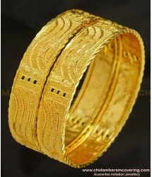 BNG219 - 2.4 Size Indian Bridal Gold Look Broad Plain Bangles Design Gold Plated Jewellery