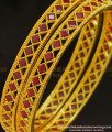 BNG223 - 2.4 Size Latest Gold Ruby Bangle Design Gold Plated Stone Bangles for Women